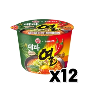 오뚜기 대파열라면 큰컵사발면 105g x 12개 1박스