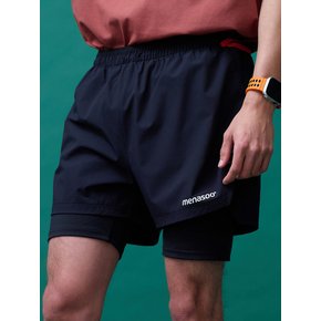 Unisex Multi Sport Two In One Running Shorts_Black