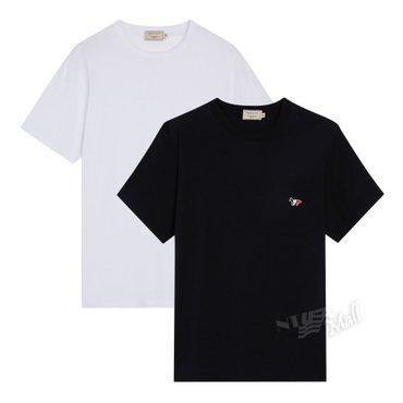 메종키츠네 남성 트리컬러 폭스패치 포켓 티셔츠 FM00120KJ0010 MAISON KITSUNE TEE-SHIRT TRICOLOR FOX PATCH