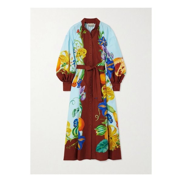 알레마이스 달리아 벨트 플로럴 프린트 코튼 실크 혼방 미디 드레스 멀티컬러 1647597356052152