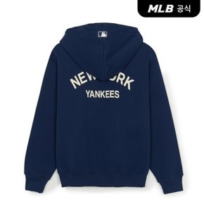 [코리아공식] 바시티 등판 레터링 기모 후드집업 NY (L.Navy)