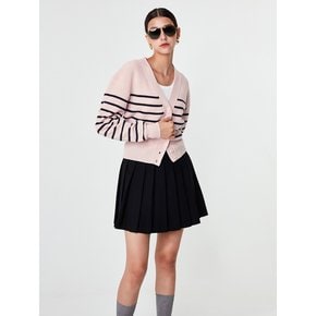 V-neck Striped Cardigan (Pink)