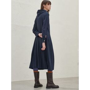 HOODY PLEATS DRESS_NAVY