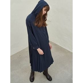 HOODY PLEATS DRESS_NAVY