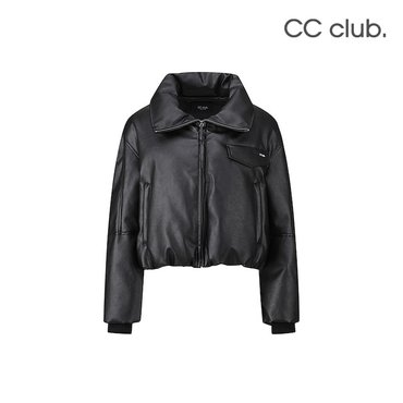 CC클럽 [CC club] 페이크 레더 크롭 패딩 BK_C234PSG781