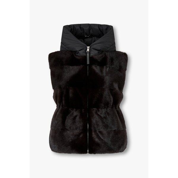 [리오더] 밍크 퍼 후디 다운 베스트 7115475900260