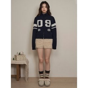 lotsyou_Varsity Knit Zip-up Cardigan Navy