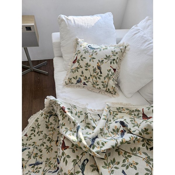 버드송 자가드 아트 쿠션커버