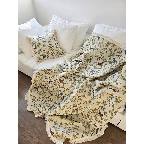 버드송 자가드 아트 쿠션커버