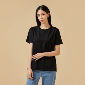 *정상가 19,900원*여 실켓 코튼 반팔 티셔츠_BLACK