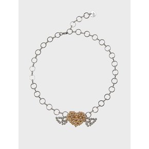 BEADED ANGEL HEART CHOKER NECKLACE (METAL GOLD)