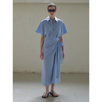 스테이피플 COTTON SHIRT DRESS II (SKY BLUE)