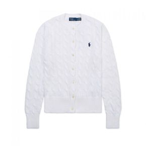 POLO RALPH LAUREN [ 10]케이블 니트 코튼 크루넥 카디건-화이트