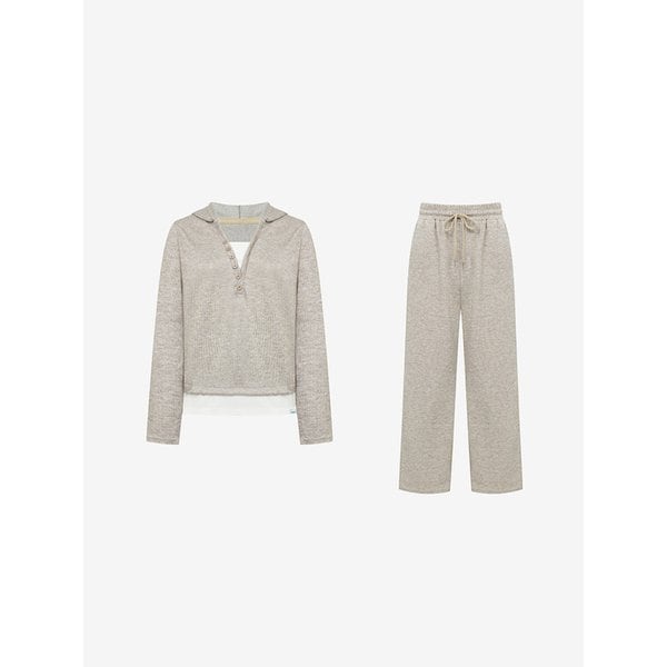 골지 배색 후드 티셔츠 & 팬츠 SET (TMOBB1503)