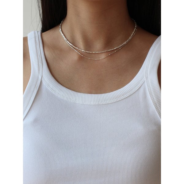 [단독][SET] GLITTER PEBBLE NECKLACE + LINE DOT NECKLACE