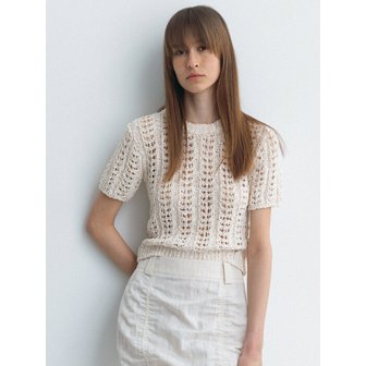 LE mary crochet knit pullover (ecru)