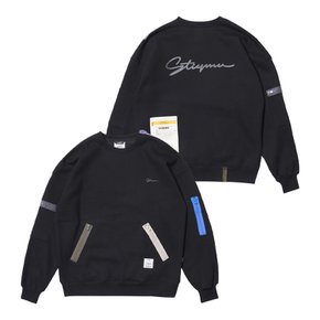 ZIPPER OVERSIZED CREWNECK BLACK