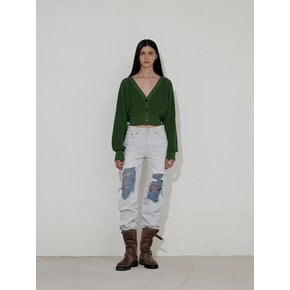 BACK FRINGE CARDIGAN [GREEN]