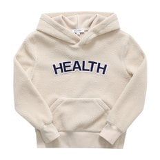 HO664CR CREAM SHERPA CAPSULE 헬스 (HEALTH SHERPA) 로고 부클 크롭 여성후드티