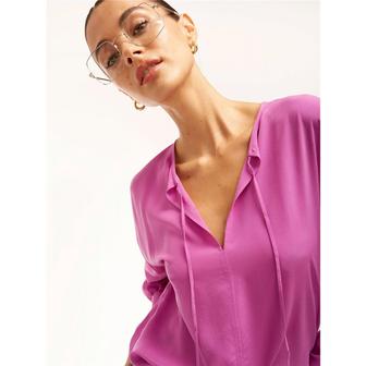 EQUIPMENT 이큅먼트 HAILEY LONG SLEEVE SILK TOP - WILLOWHERB PURPLE