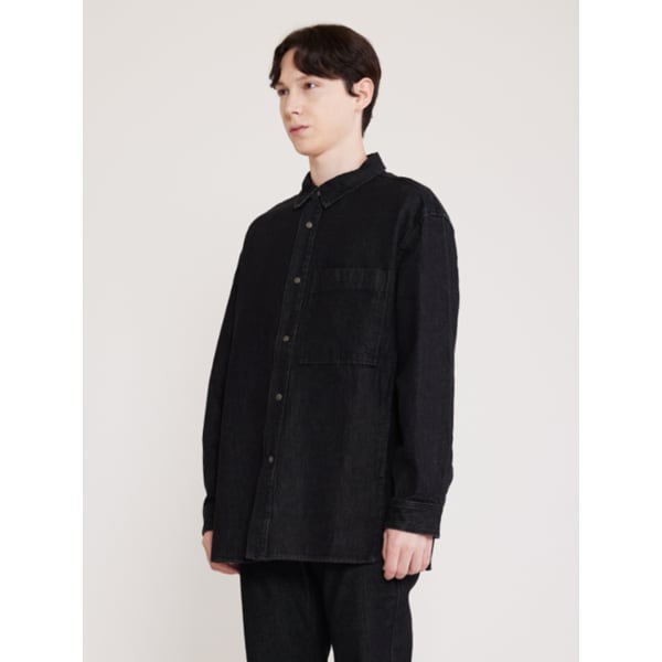 남성 데님 오버핏 셔켓 (BLACK)