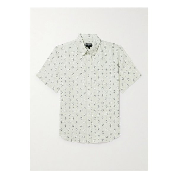 클럽 모나코 버튼다운 칼라 프린트 리넨 셔츠 그린 1647597343167799