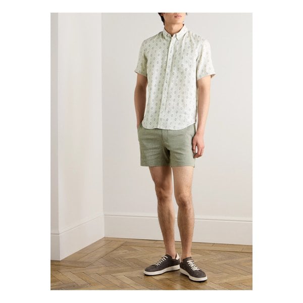 클럽 모나코 버튼다운 칼라 프린트 리넨 셔츠 그린 1647597343167799