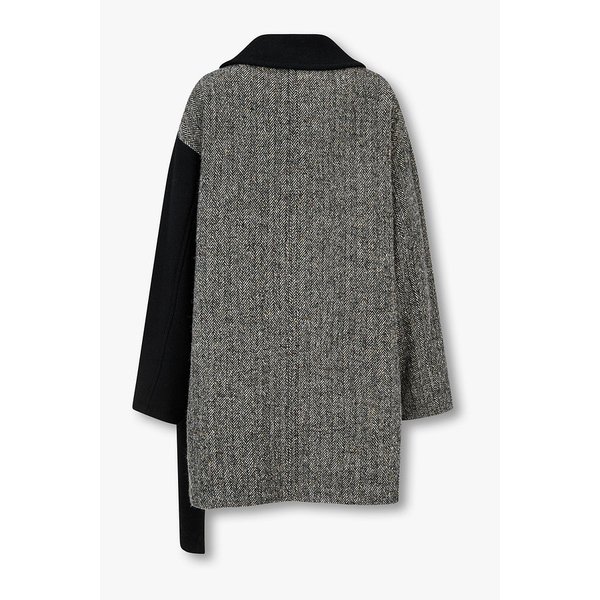 [Y`s] 쉐브론 패턴 배색 더블 코트 6615305208000