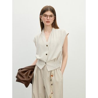 웬스데이딜라잇 WD_Pleat v-neck sleeveless shirt