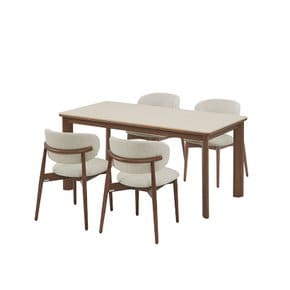 포멜로 세라믹식탁 4인세트 160cm 브라운_패브릭체어 4EA (옵션 택1)