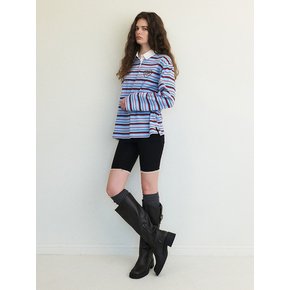 Love Stripe Collared T-Shirt, Sky Blue