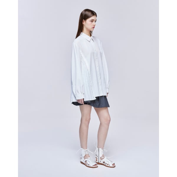 [파주점] [송지오우먼]송지오 어시메트릭 플리츠 셔츠 화이트 WH2SH301WH
