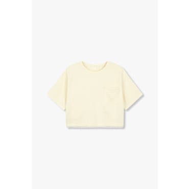 GCUT [지컷25S/S]레이스 헴 오버 핏 크롭 티셔츠(7215240203)