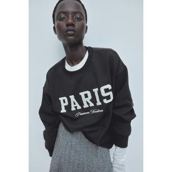 H&M 스웨트셔츠 블랙/Paris 1011828084