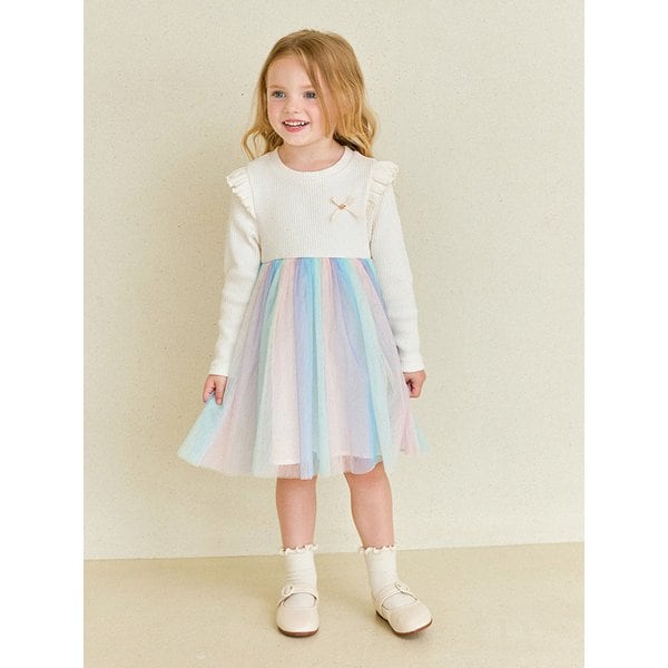 하트리본테잎레인보우샤원피스