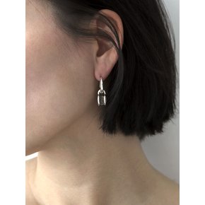 stem stone hoop earring-M