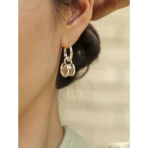 stem stone hoop earring-M