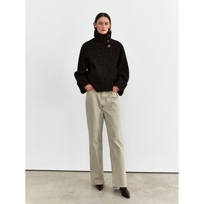 TWW HIGH NECK BUCLE TWEED HALF COAT _2COLORS