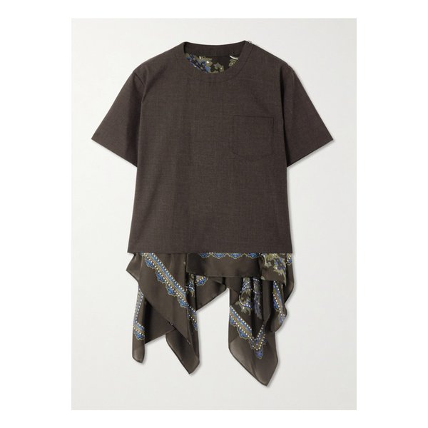 페이즐리 프린트 새틴 울 탑 브라운 46376663162908258