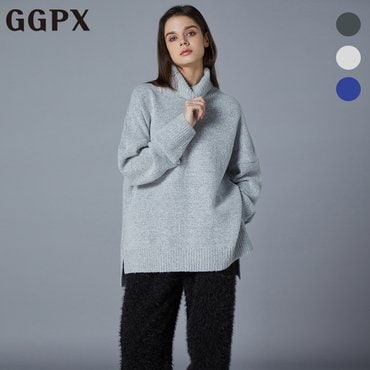 GGPX 루즈핏 사이드 언발 슬릿 터틀넥 니트 (GOCKP029F)