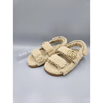 구찌 [파주점] 여성 GG 시어링 벨크로 샌들 베이지 771060