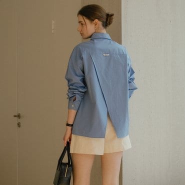 틸아이다이 Backslit detail soft cotton shirt_Blue