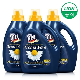 라이온 비트 아로마웨이브 액체세제(일반/드럼 겸용) 카모마일 3L용기 3개