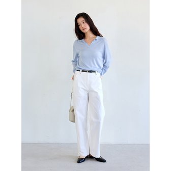 더엘로 Soft Collared Knit Sweater (Light Blue)