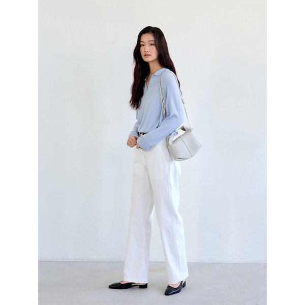 Soft Collared Knit Sweater (Light Blue)