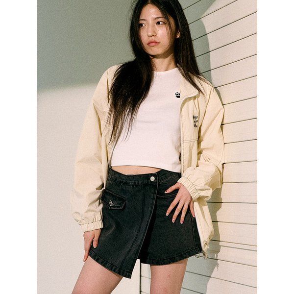 Wrap Denim Skirt Pants Washed Black