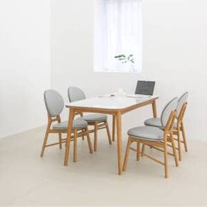 헤닝 오드리 양면세라믹 식탁세트 원목 식탁 포세린 4인용 의자형(1400식탁+의자4개)