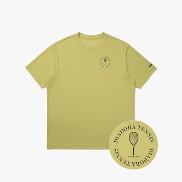 디아도라 [공식스토어] 라켓 그래픽 메쉬 반팔 티셔츠 YELLOW