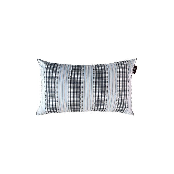 CHECK FRINGE CUSHION COVER (SKY)