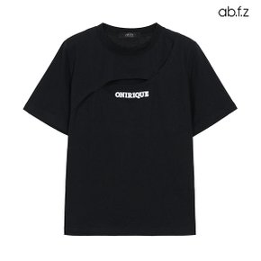 컷아웃 레터링 디테일 반팔 티셔츠 (AFX2QK52A)